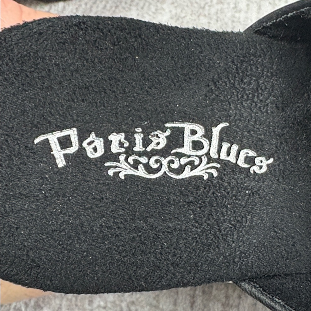 Paris Blues Freda Black Leather Western Platform Clogs Womens Sz 7.5 Pointed Toe - Picture 2 of 10